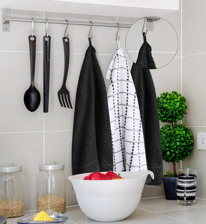 Utopia Towels Kitchen Towels, 12 Pack, 15 by 25 Inches, Dobby Weave, 100% Ring Spun Cotton, Super Soft and Absorbent Dish, Tea, and Bar Towels, Black - Available at All In One Marketplace Canada