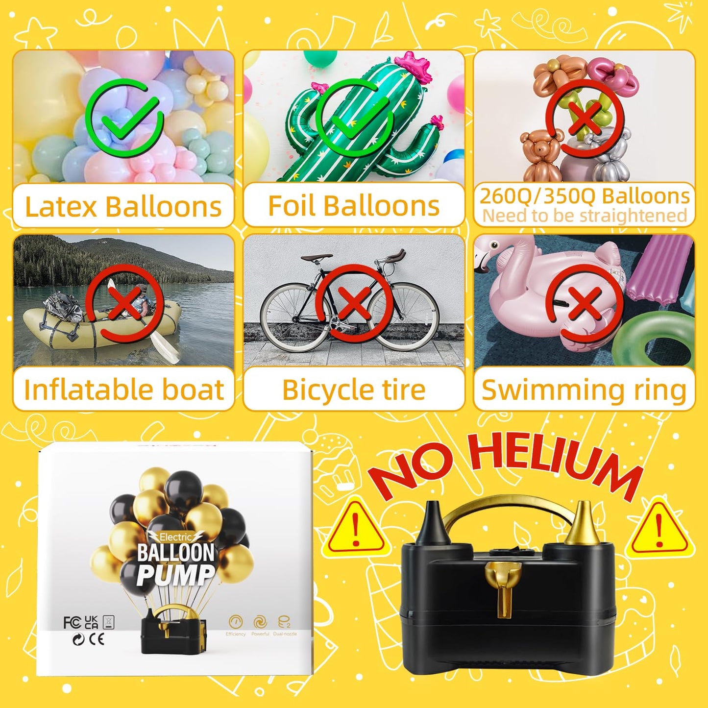 Bezente Balloon Pump Electric, Portable Balloon Inflator Pump Electric Air Pump for Balloons Dual Nozzle Electric Balloon Pump for Birthday Wedding Graduation Party Decorations - Available at All In One Marketplace Canada