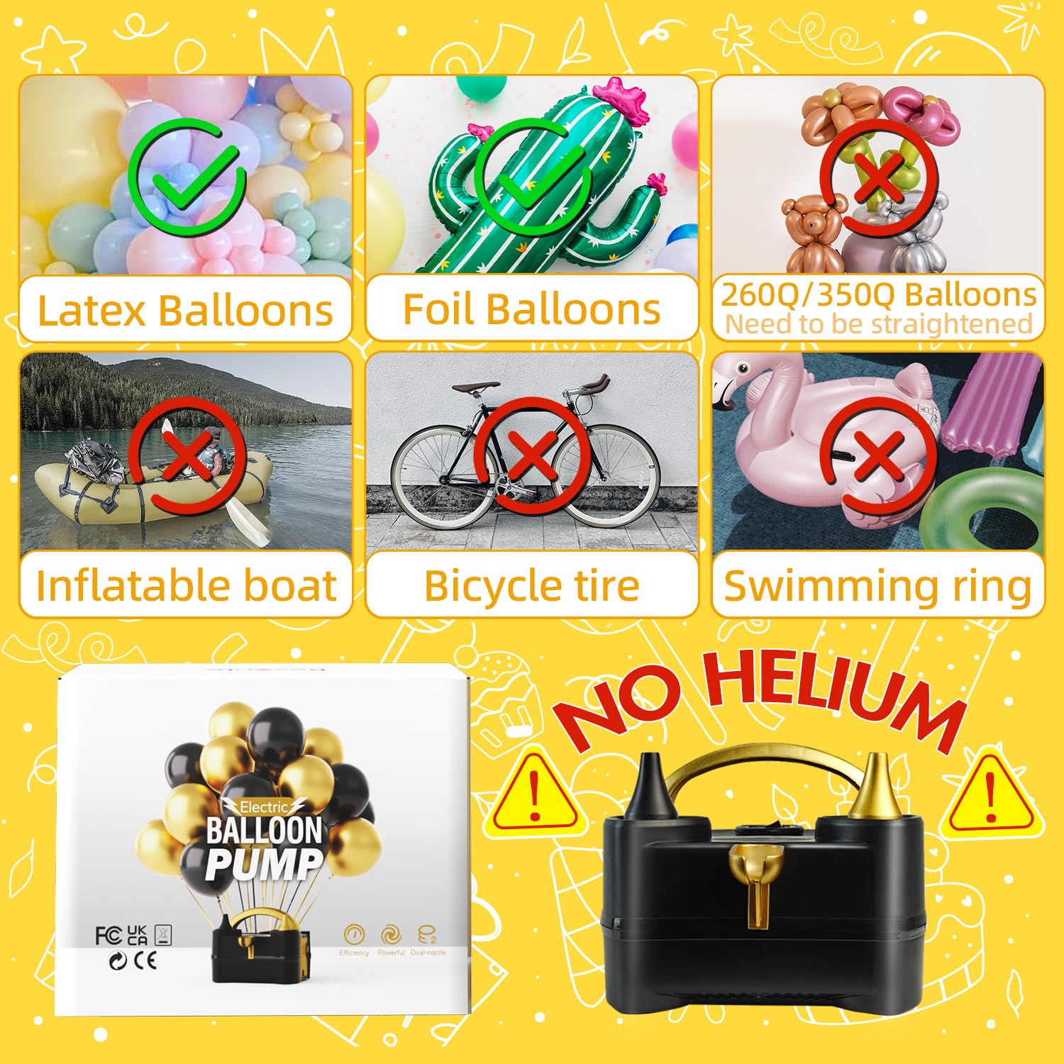 Bezente Balloon Pump Electric, Portable Balloon Inflator Pump Electric Air Pump for Balloons Dual Nozzle Electric Balloon Pump for Birthday Wedding Graduation Party Decorations - Available at All In One Marketplace Canada