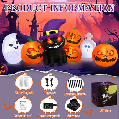 Danxilu 8FT Halloween Inflatables Outdoor Decorations Blow Up Pumpkin & Cat 🍁 All In One Marketplace Canada