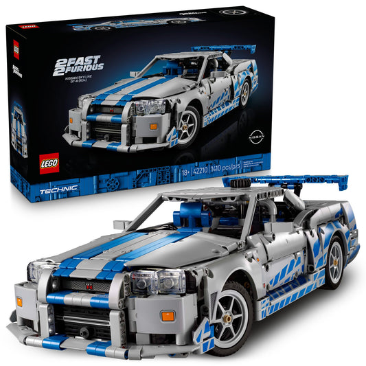 LEGO Technic 2 Fast 2 Furious Nissan Skyline GT-R (R34) Car - DIY Kit and Building Set for Adults - Collectible Model Street Racer with Drift Function - Gift for Car Enthusiasts and Movie Fans - 42210 LEGO