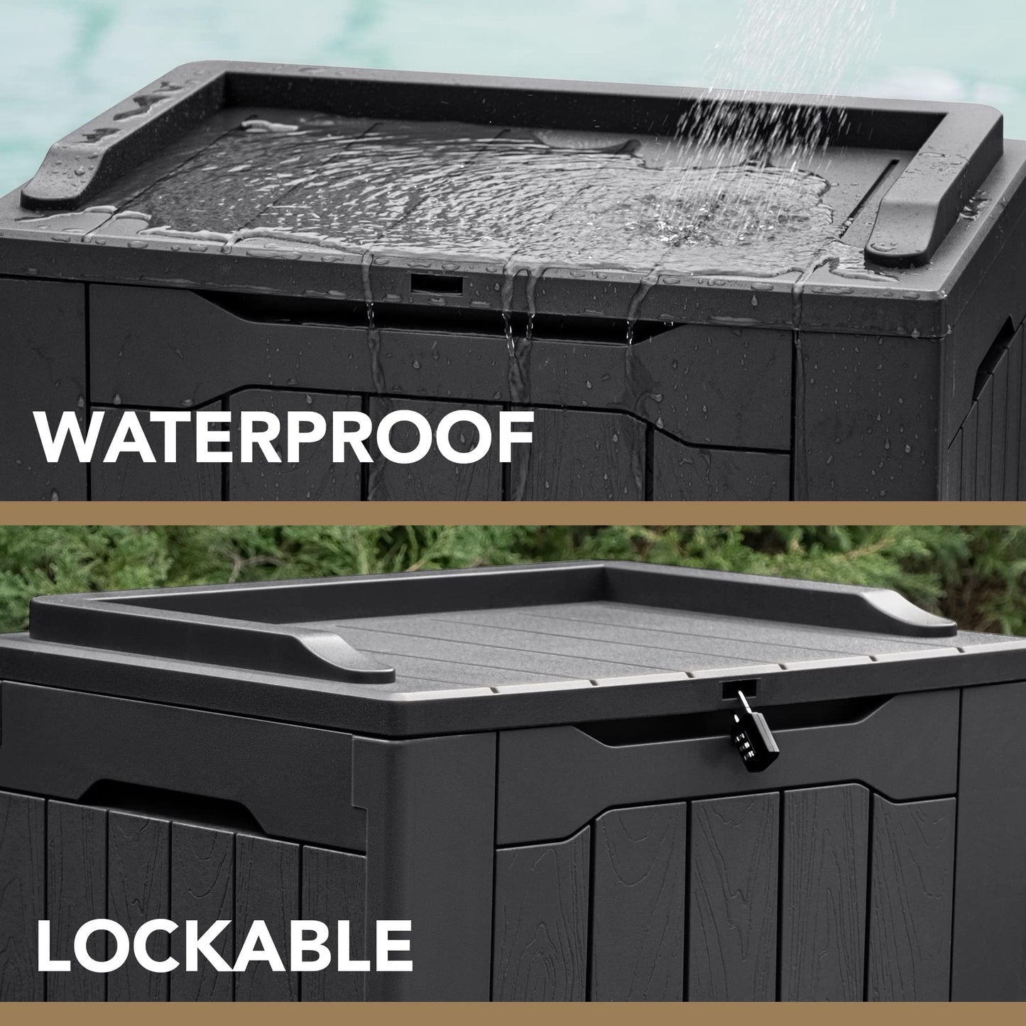 Devoko 30 Gallon Resin Deck Box Outdoor Indoor Waterproof Storage Box for Patio Furniture Pool Accessories Storage for Cushion Garden Tools Devoko