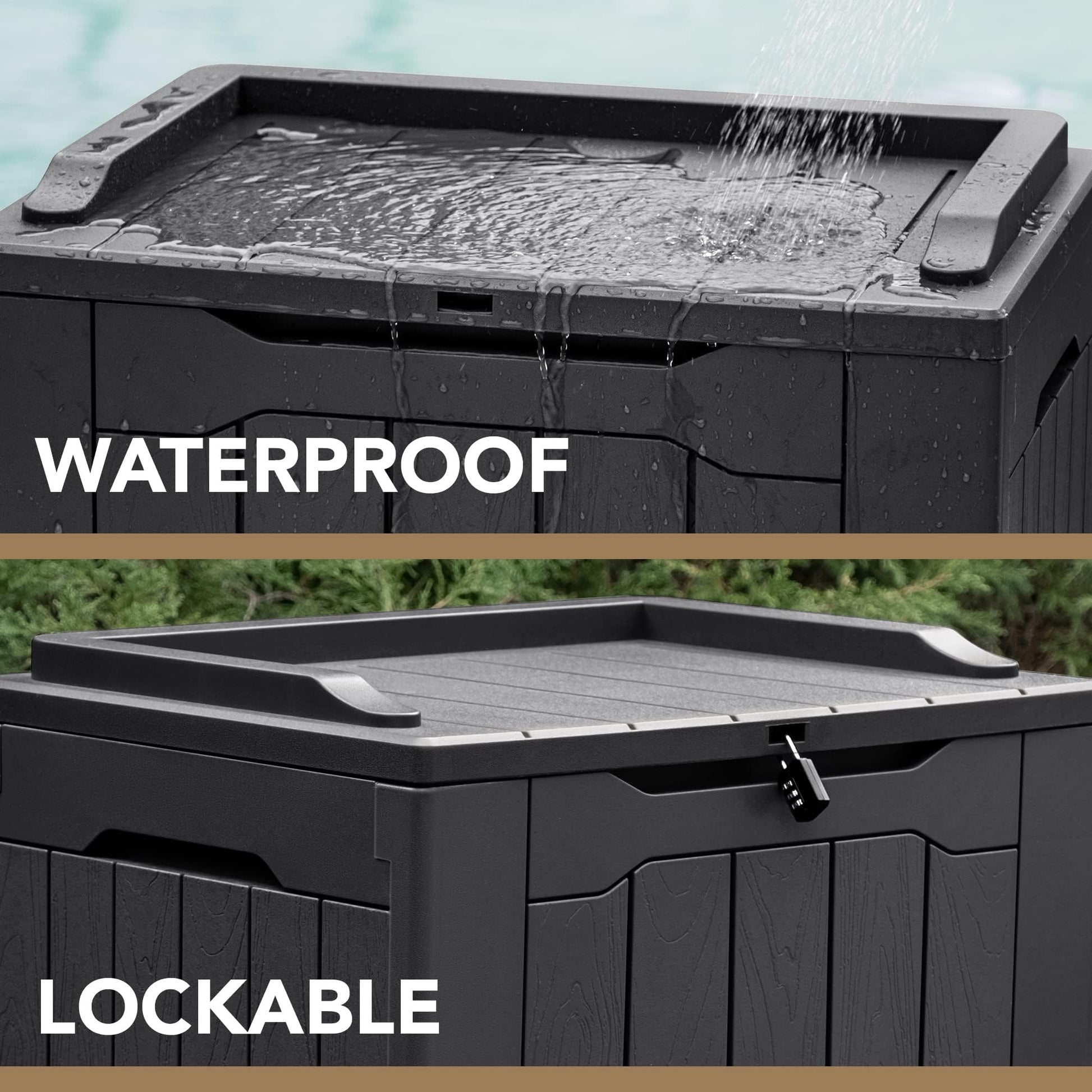 Devoko 30 Gallon Resin Deck Box Outdoor Indoor Waterproof Storage Box for Patio Furniture Pool Accessories Storage for Cushion Garden Tools Devoko