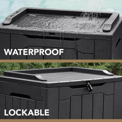 Devoko 30 Gallon Resin Deck Box Outdoor Indoor Waterproof Storage Box for Patio Furniture Pool Accessories Storage for Cushion Garden Tools Devoko