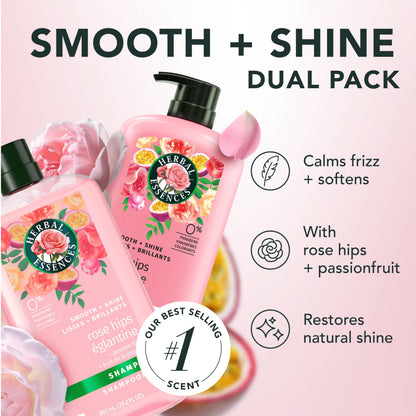 Herbal Essences Rose Hips and Passionfruit Smooth and Shine Shampoo and Conditioner Set, 865 mL Each Herbal Essences