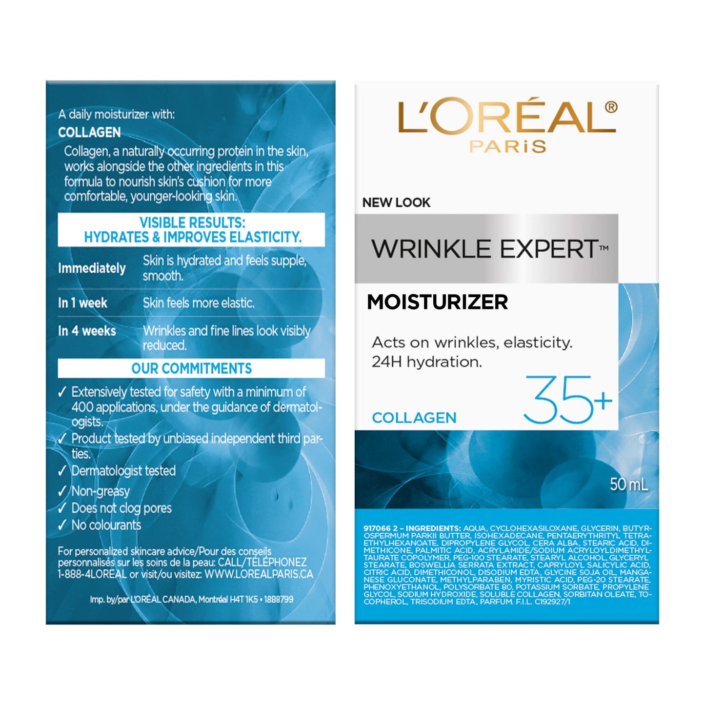 L’Oréal Paris Wrinkle Expert 35+ Anti Aging Day Face Moisturizer & Night Face Cream, Collagen Cream for Face to Reduce the Look of Wrinkles, Provides 24HR Hydration, 50mL
