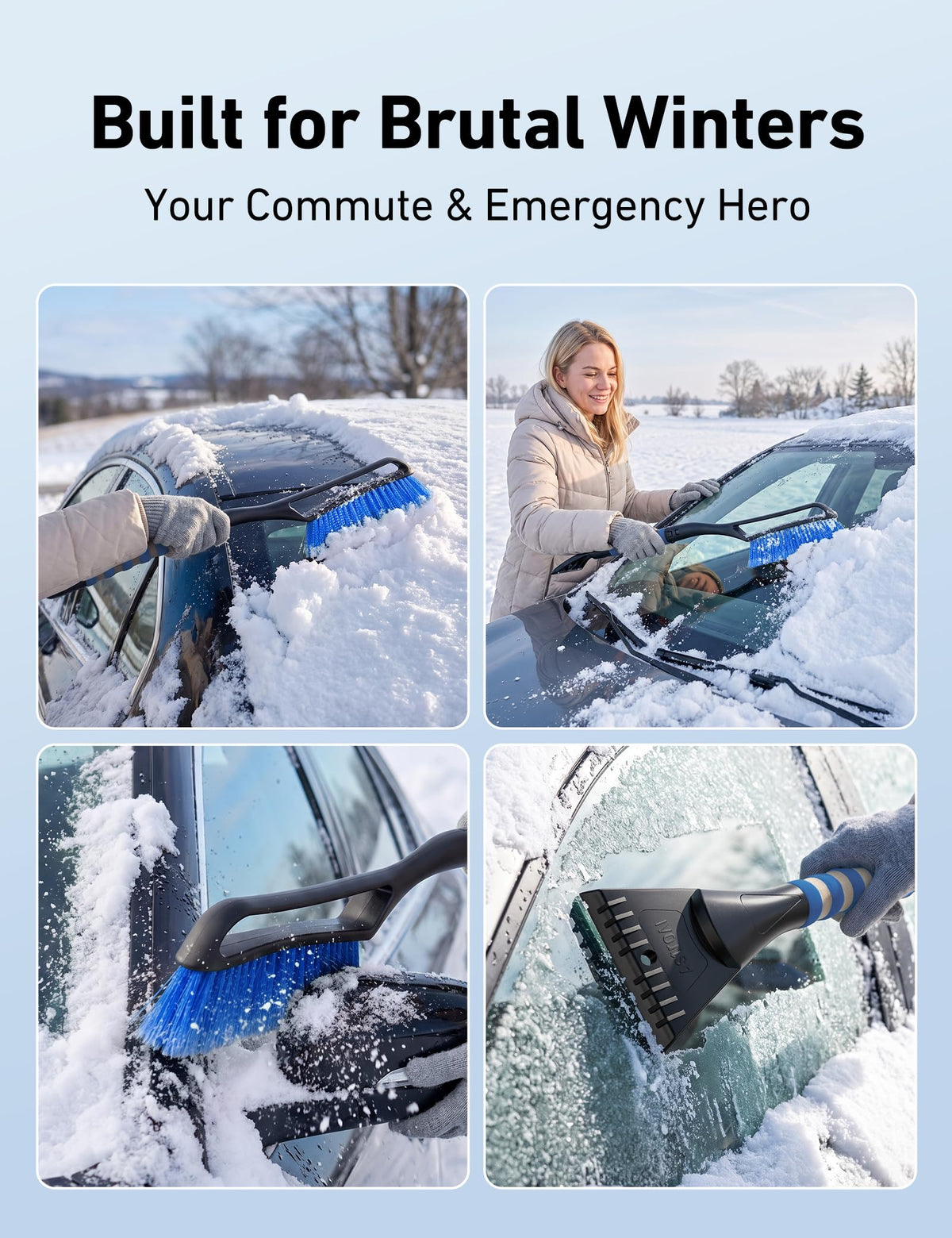 AstroAI 27" 2-in-1 Detachable Snow Brush & Ice Scrapers for Car Windshield 🍁 All In One Marketplace Canada