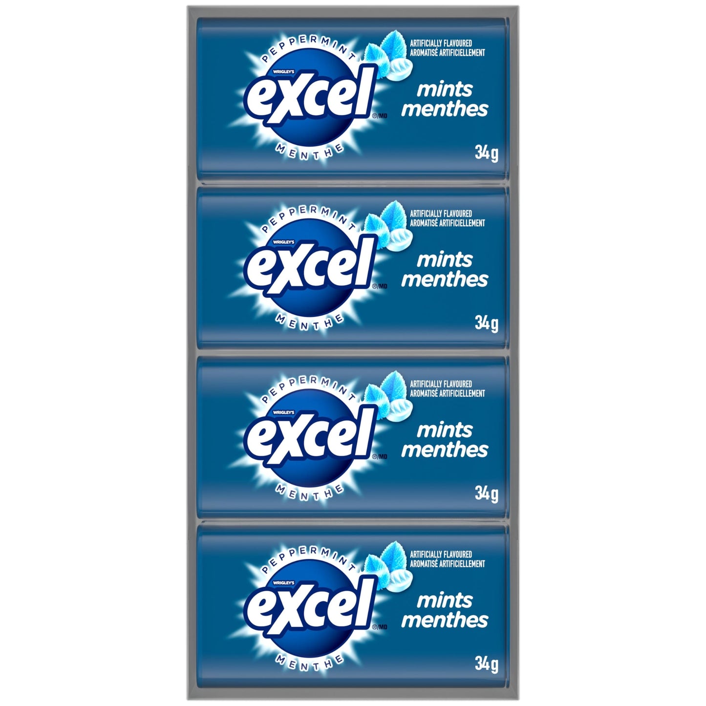 EXCEL, Peppermint Flavoured Mints, 34g, Tin, 8 Packs - Available at All In One Marketplace Canada