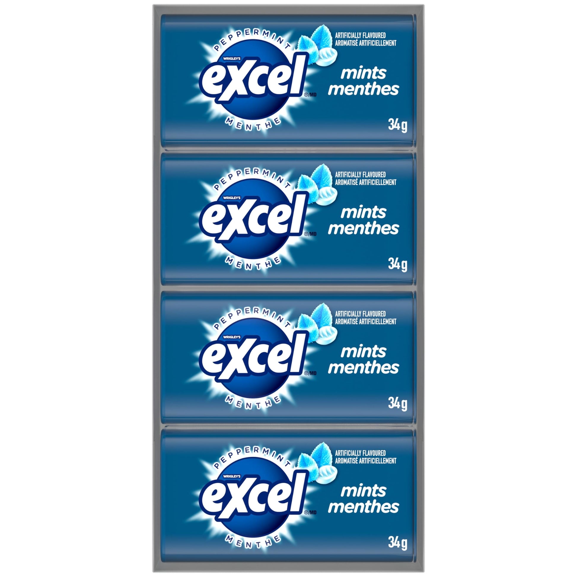 EXCEL, Peppermint Flavoured Mints, 34g, Tin, 8 Packs - Available at All In One Marketplace Canada