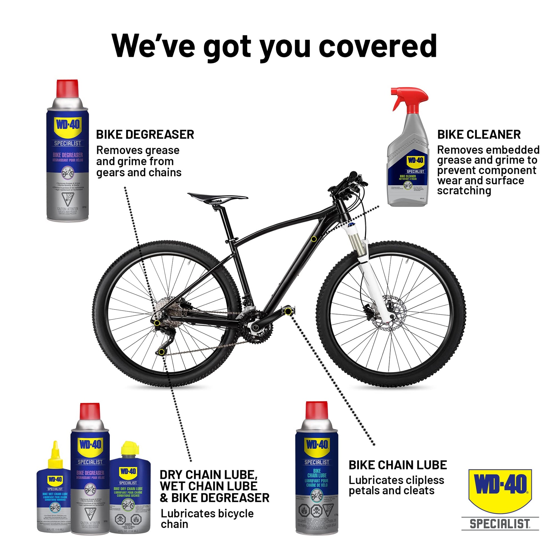 WD-40 Specialist Bike | Foaming Cleaner and Degreaser | Safe for all finishes, components; deeply penetrates to quickly remove stubborn grease and grime from bike chains, 283g | 3006 | Single Can - Available at All In One Marketplace Canada