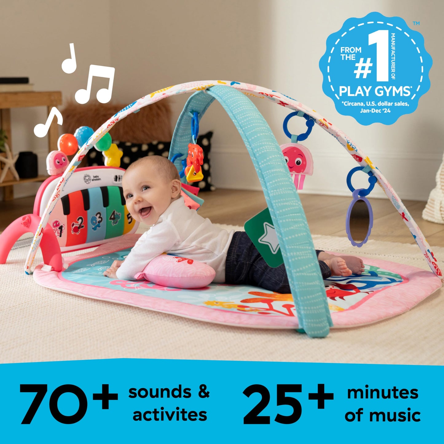 Baby Einstein Ocean Explorers 4-in-1 Kickin’ Tunes Jellyfish Jamboree Music & Language Discovery Gym, Pink, Ages 0 Months and Up 🍁 All In One Marketplace Canada