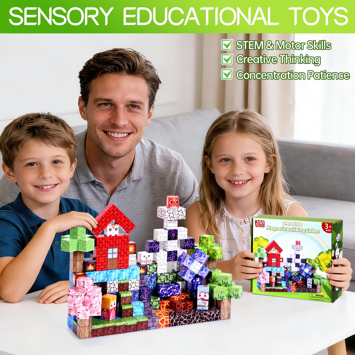 Magnetic Blocks 200pcs, Magnetic Building Cube Toys for Kids, STEM Montessori Magnet Blocks, Sensory Stacking Toy Christmas Birthday Gifts for Kids Age 3 4 5 6 7 8 9 10 🍁 All In One Marketplace Canada