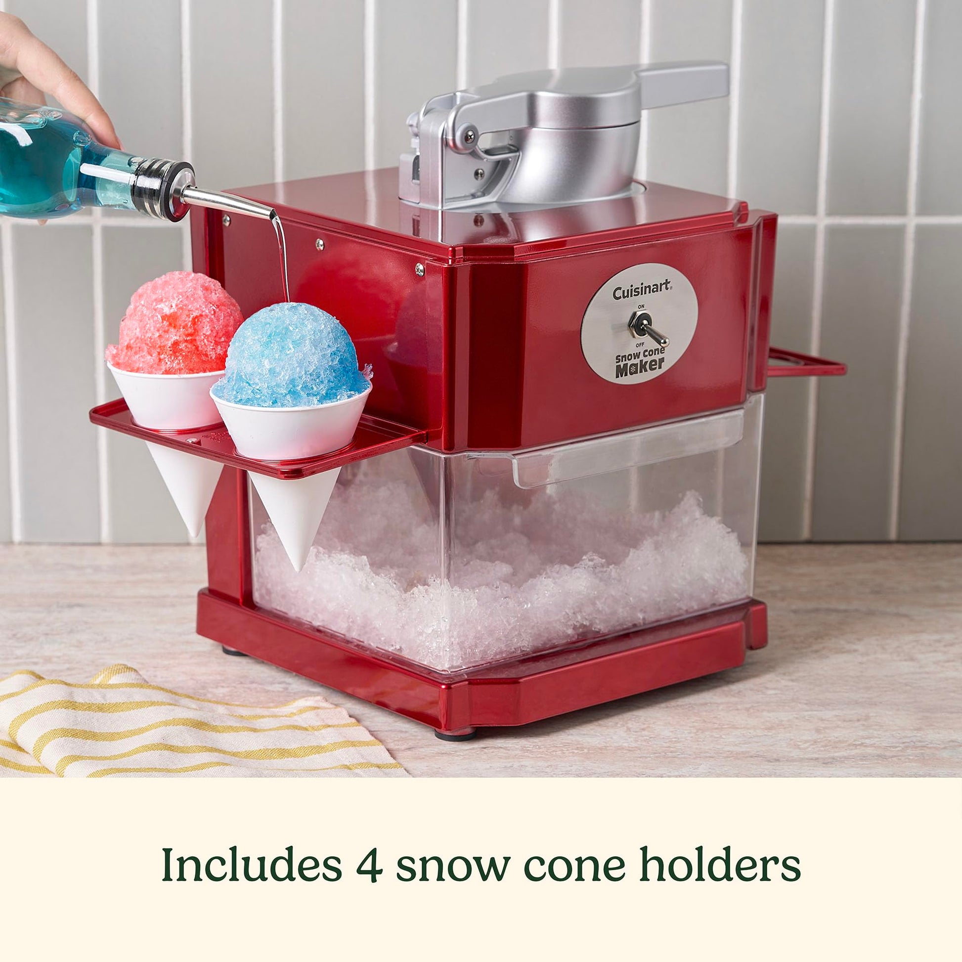 Cuisinart Snow Cone Machine, Home Shaved Ice Maker for Snow Cones, Snow Cone Maker with Reuseable Paper Cups, Makes 5 Icy Cones for Slushies, Frozen Drinks (SCM-10P1C) Cuisinart