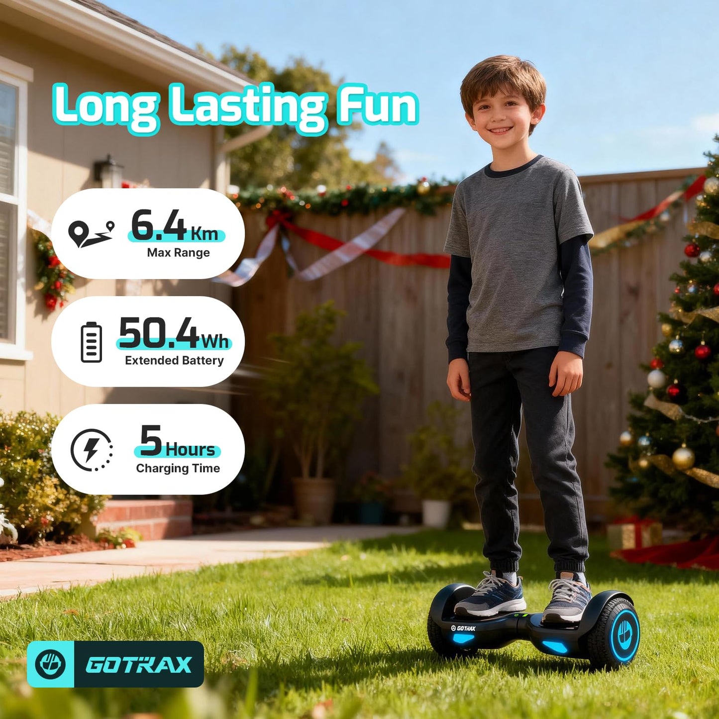 Gotrax Edge Hoverboard with 6.5" LED Wheels, 6.4km Self Balancing Scooter Gotrax