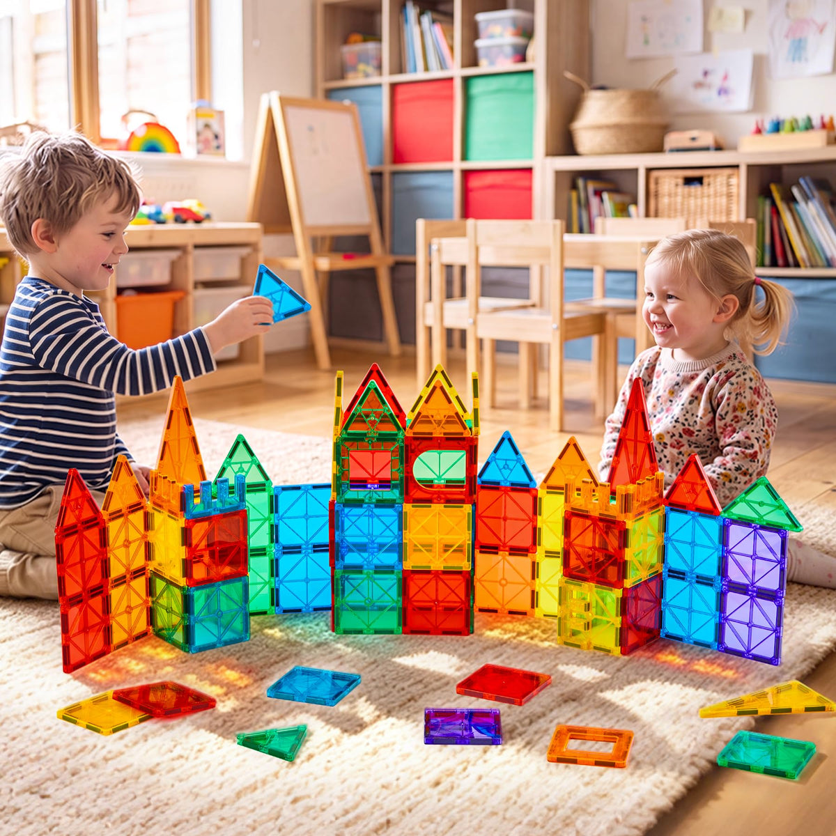 Magnetic Tiles, 100PCS Building Blocks, Magnets Building Set, STEM Toys Christmas Toy Gift for Kids Boys and Girls 🍁 All In One Marketplace Canada