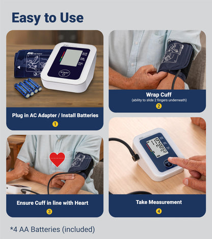 A&D Medical Blood Pressure Monitor for Home Use - UA-651CN - Upper Arm Precise BP Machine - Wide Range Cuff (8.6–16.5” / 22-42 cm) Easy To Use, One Click Operation, Adults, AA Batteries, 1-User - Available at All In One Marketplace Canada