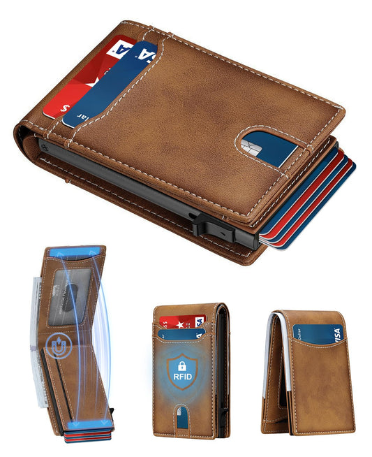 furid RFID Wallet for Men Minimalist: Slim Pop Up Wallet with ID Window - Smart Card Holder for Men - Gift for Father Husband on Father’s Day Birthday Anniversary