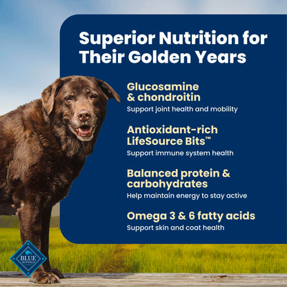 Blue Buffalo Life Protection Formula Chicken & Brown Rice Senior Dry Dog Food, Supports Immunity with Antioxidant-Rich LifeSource Bits, Promotes Healthy Muscle Development, Skin & Coat, 11.7kg/26lbs