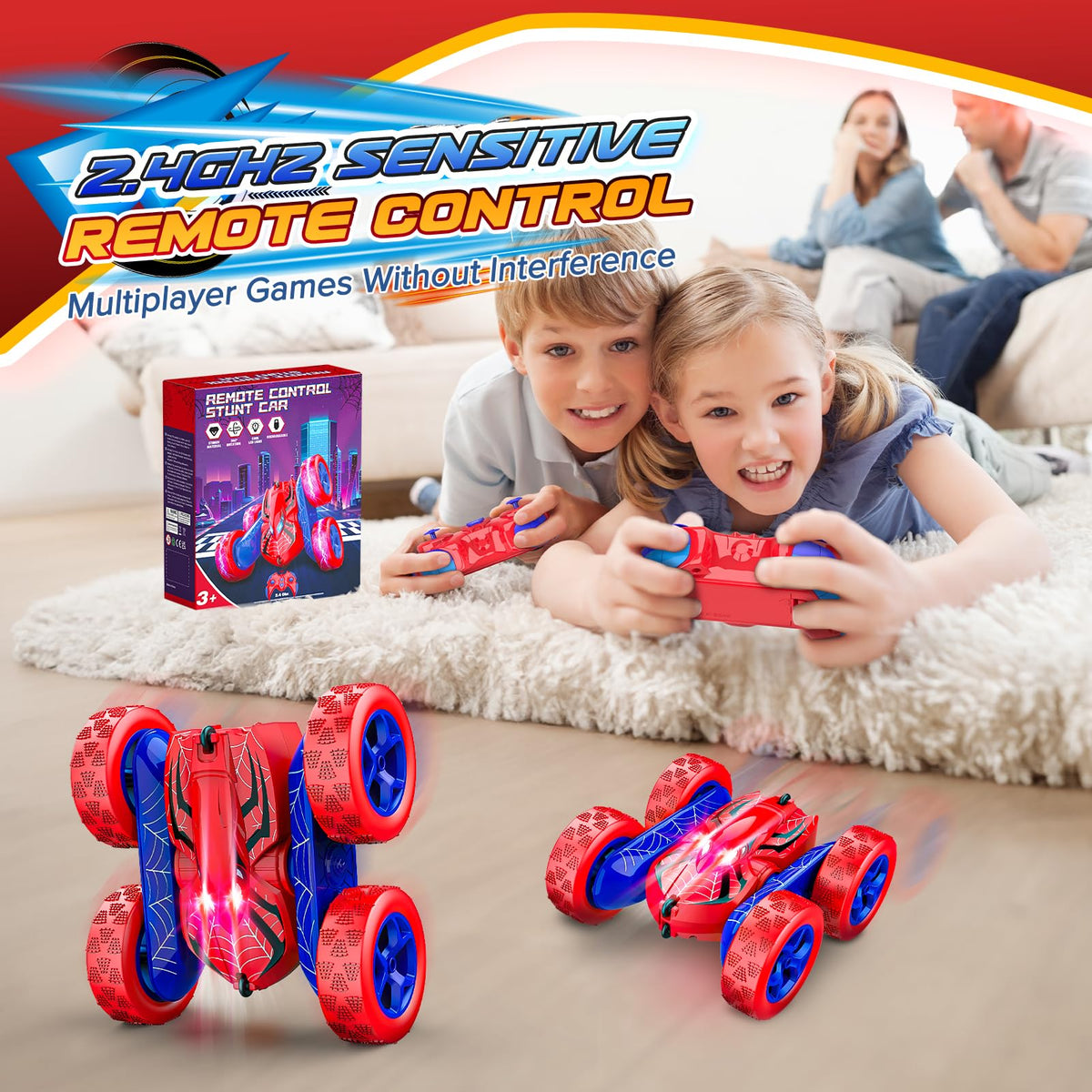 Remote Control Cars for Kids, vicia RC Car Kids Toys for 3 4 5 6 7 8 Year Old Boys Outdoor Toy Boys Toys 8-10 4WD 2.4GHZ Electric Stunt Car Christmas Easter 3-9 Year Old Boy Gift Ideas 🍁 All In One Marketplace Canada