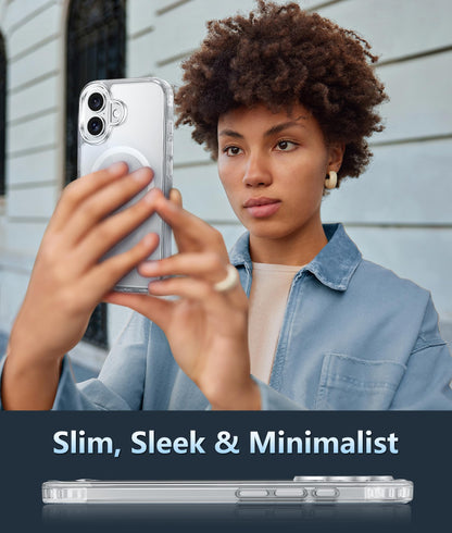 FNTCASE for iPhone 16 Case Clear: Magnetic Phone Cases with Screen Protector Drop Proof Compatible with Magsafe Slim Anti Yellowing Rugged Shockproof Protective Cell Cover (A-Clear Magnetic) - Available at All In One Marketplace Canada