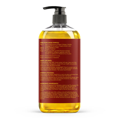 MAJESTIC PURE Cellulite Massage Oil - with Vegan Collagen & Stem Cells, Unique Blend of Massage Essential Oils - Cellulite Oil Improves Skin Tightening and Firming, 8 fl oz
