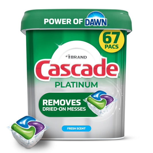 Cascade Platinum Dishwasher Detergent Pods, Dish Detergent Soap, Fresh Scent, 67 Count