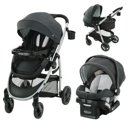 Graco Modes Pramette Travel System, 3-in-1 Baby Stroller and Car Seat Combo with SnugRide SnugLock 35 Infant Car Seat, Rear-Facing from 1.8-16 kg (4-35 lb), Britton