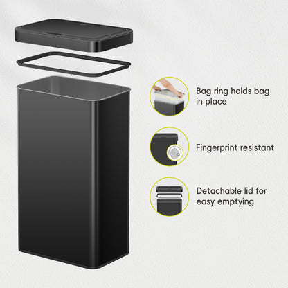 EKO Nova Sensor Trash Can, 21 Gallon/80 Liter Stainless Steel Rectangular Touchless Motion Sensor Trash Can, Matte Black 🍁 All In One Marketplace Canada