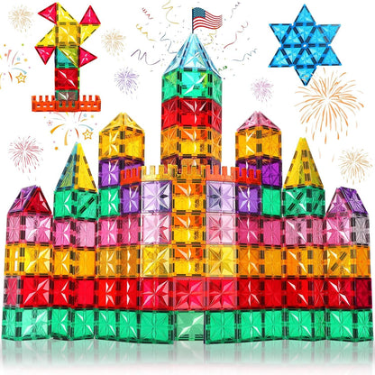 Palano Magnetic Tiles,100PCS Star Magnetic Building Blocks Toy for Ages 3+,Magnetic Tiles for Toddlers Gifts,Montessori Toys,STEM Toys Christmas Toy Gift for Kids Boys and Girls 🍁 All In One Marketplace Canada