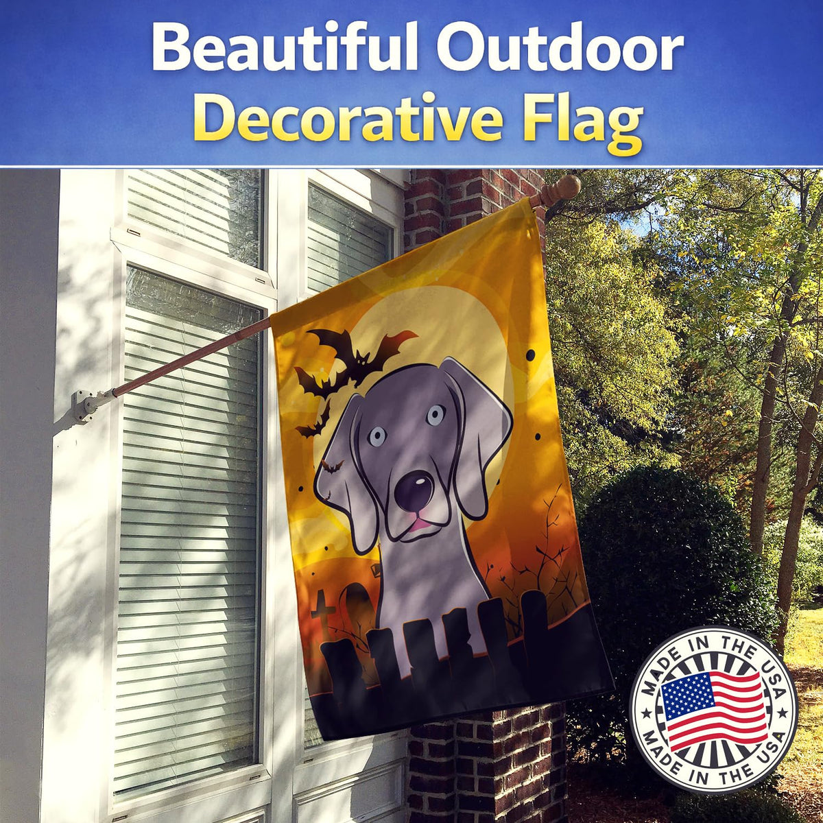 Drapeau de maison en toile Caroline's Treasures BB1789CHF Weimaraner Halloween, multicolore, grand