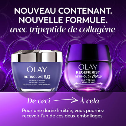 Olay Retinol 24 MAX Face Moisturizer, Anti-Aging Wrinkle Night Cream Fragrance Free, 50 mL - Available at All In One Marketplace Canada