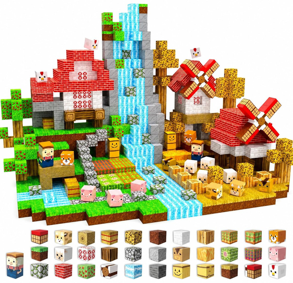 GraceDuck Magnetic Blocks 150 PCS Build Farm Animal Homes, Magnetic Building Cubes Montessori Toys for Toddler Christmas Birthday Gifts, STEM Sensory Toys for 3 4 5 6 7 8 9 10 Year Old Boys Girls 🍁 All In One Marketplace Canada