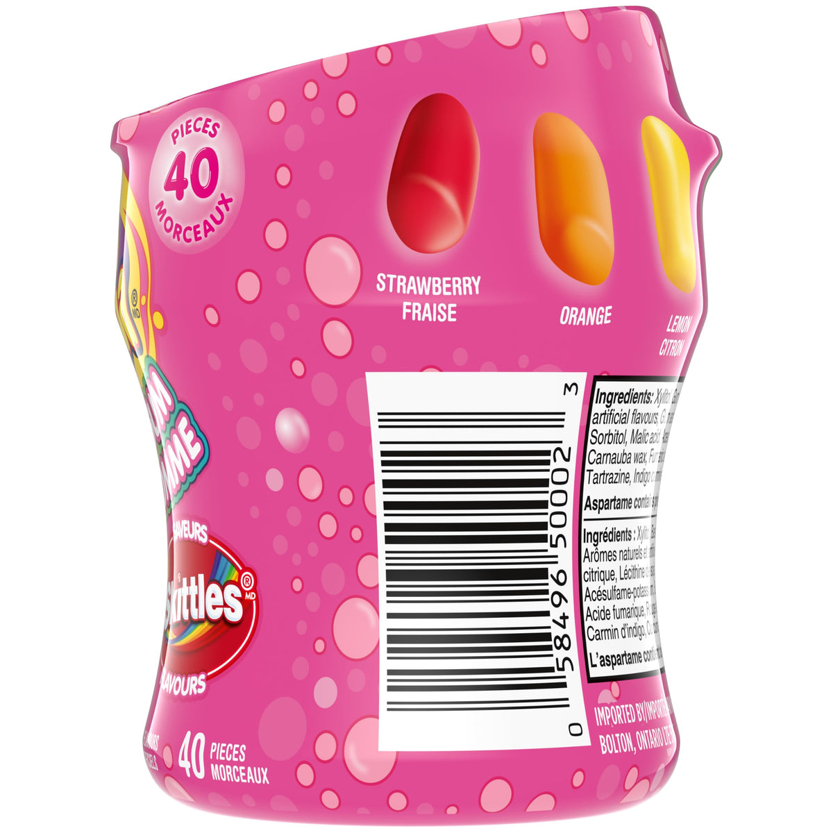HUBBA BUBBA Minis, SKITTLES Flavoured, Sugar-Free Bubble Gum Resealable Bottle, 40 pieces, 6 Packs