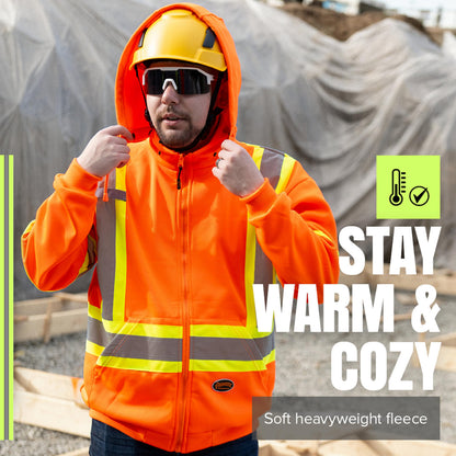 Pioneer Hi Vis Hoodie For Men - Heavyweight Orange Fleece - Class 2 🍁 All In One Marketplace Canada