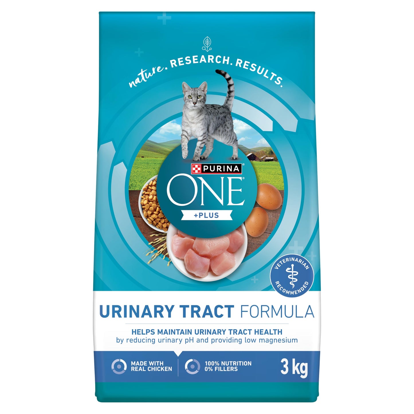 Purina ONE +Plus Dry Cat Food, Urinary Tract Formula Chicken - 3 kg Bag