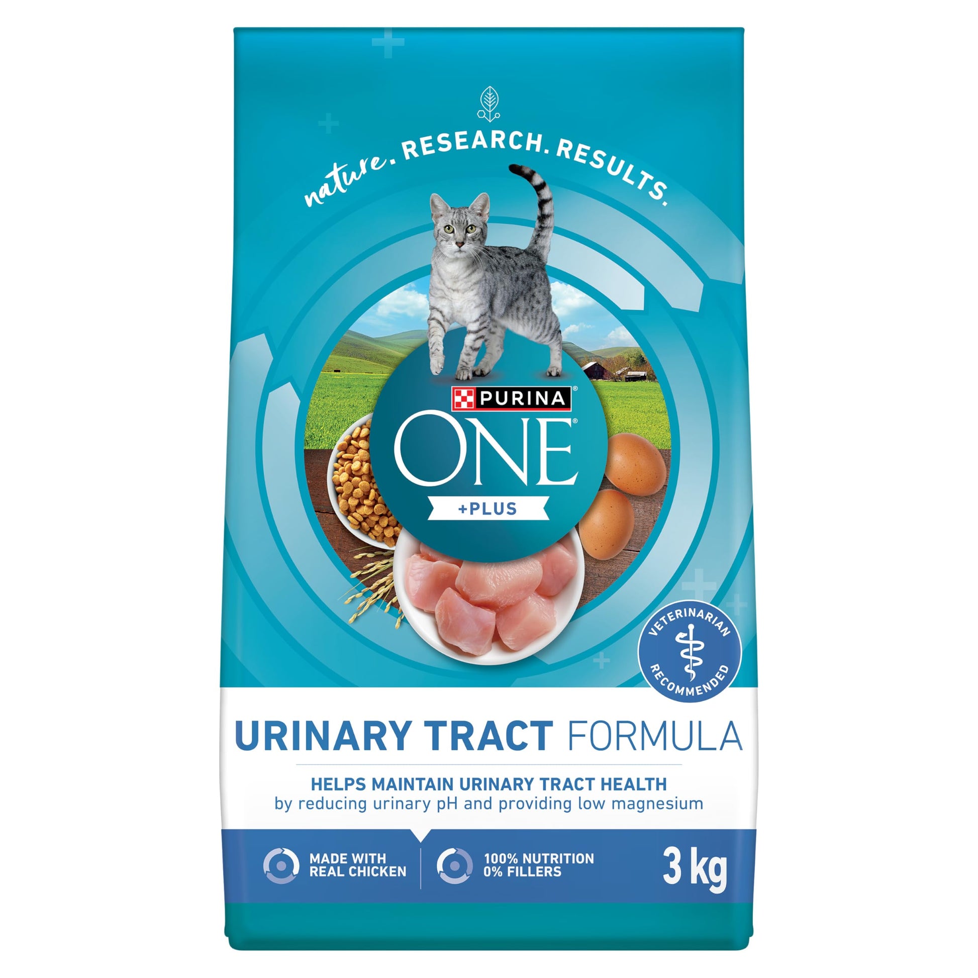 Purina ONE +Plus Dry Cat Food, Urinary Tract Formula Chicken - 3 kg Bag