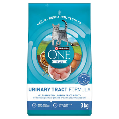 Purina ONE +Plus Dry Cat Food, Urinary Tract Formula Chicken - 3 kg Bag