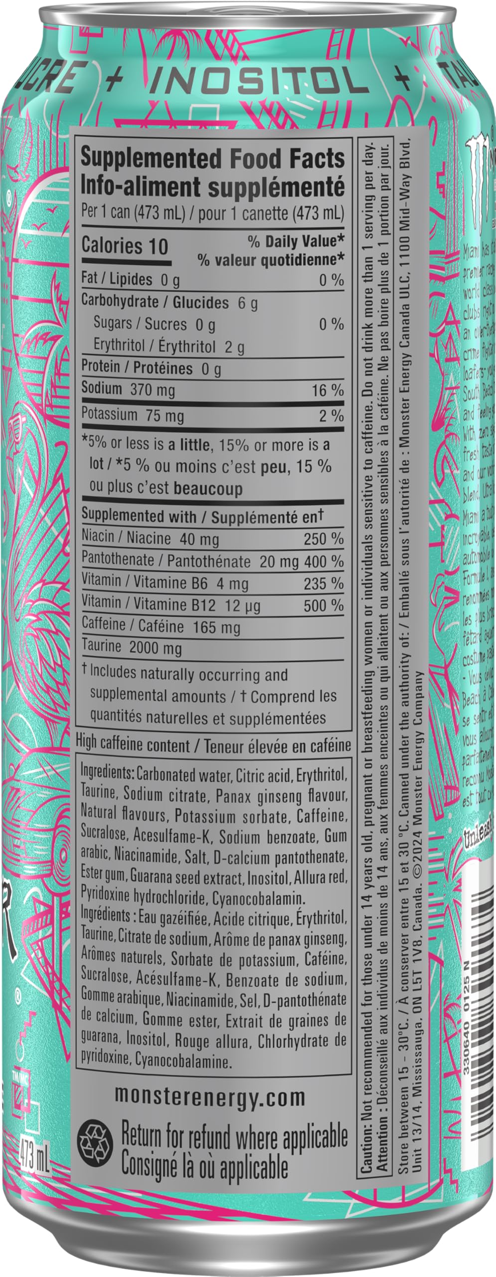 Monster Energy, Ultra Vice Guava, 473mL (12 Pack) – Zero Sugar Energy Drink