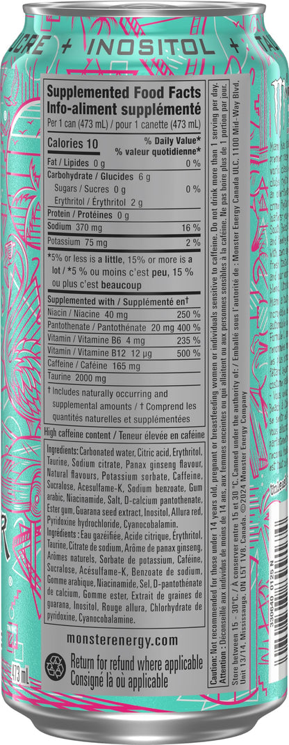 Monster Energy, Ultra Vice Guava, 473mL (12 Pack) – Zero Sugar Energy Drink