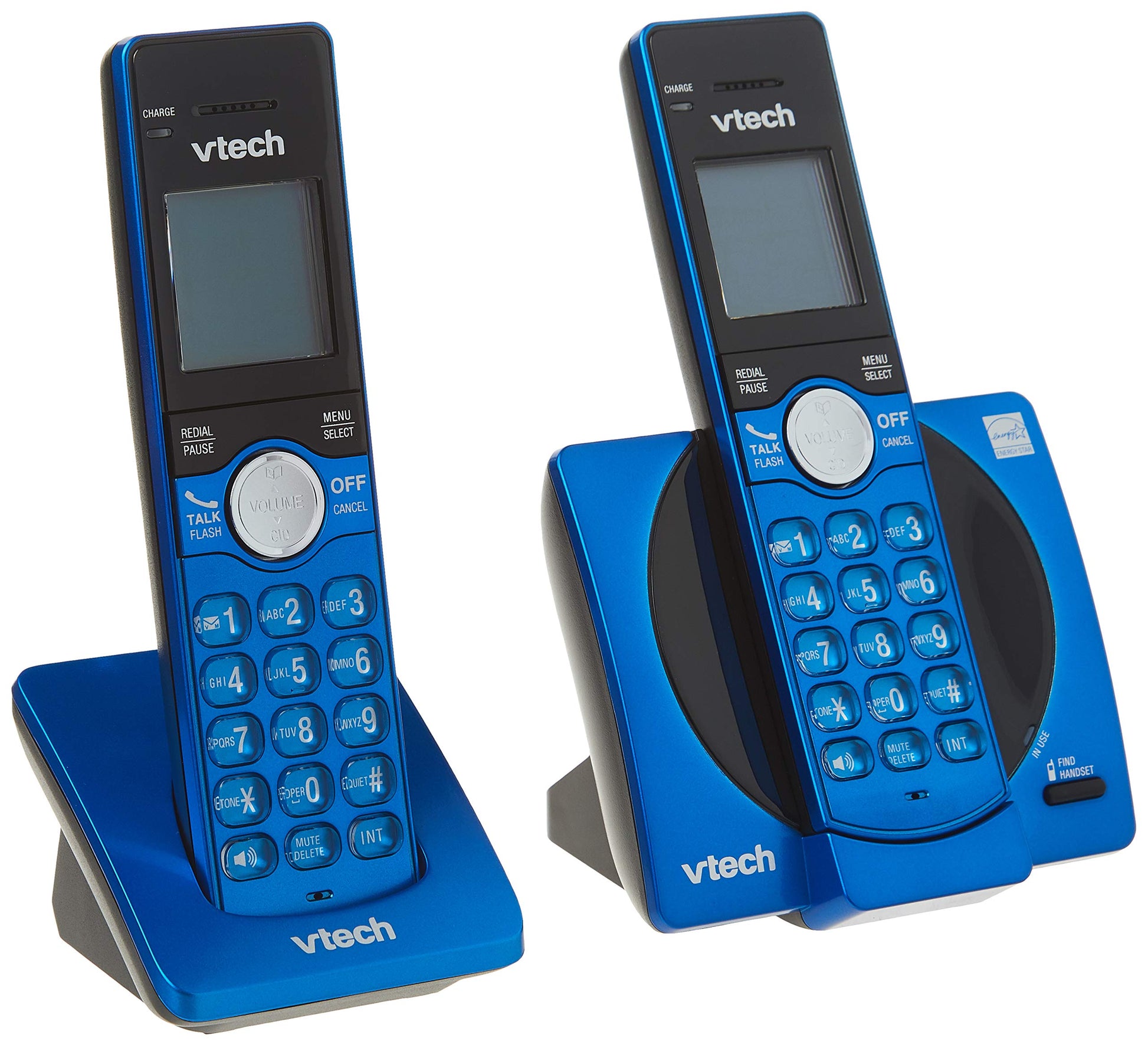 VTech CS6919-25 Dect_6.0 2 Handset Landline Telephone, Metallic Blue VTech