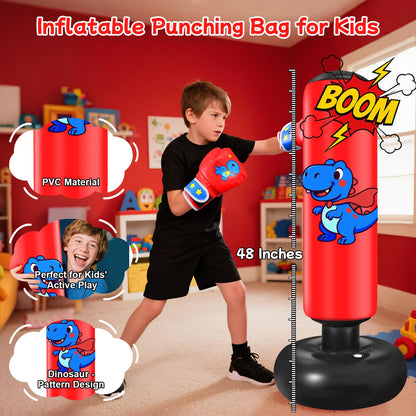 Qoosea Punching Bag for Kids 48in Dinosaur Toys Boxing Bag Set with Gloves 🍁 All In One Marketplace Canada