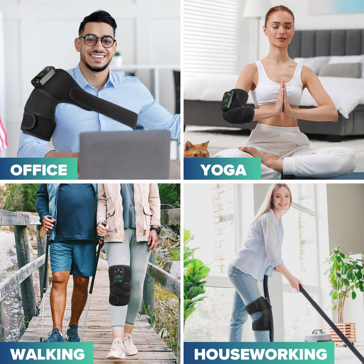 Heated Knee Brace, Cordless Heated Knee Massager Shoulder Support Brace with Massage, Vibration Heating Pads for Knee Shoulder Elbow, Gift for Men Women Birthday Christmas 🍁 All In One Marketplace Canada
