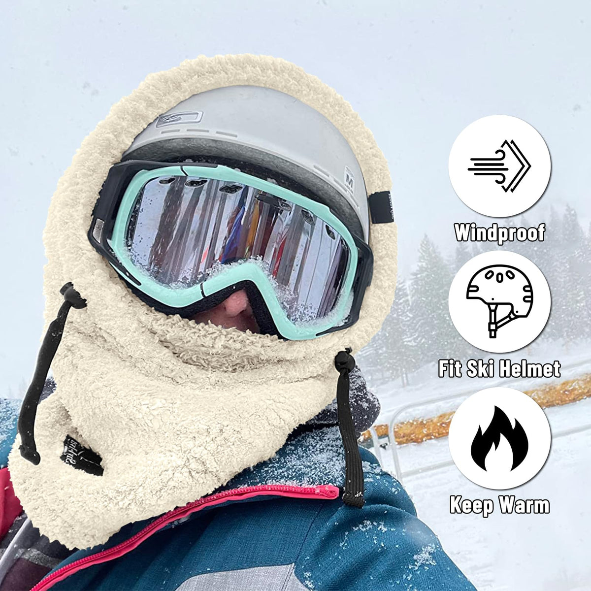 Senllen Ski Mask Cold Weather Fleece Balaclava Wind-Resistant Winter Face Mask for Men and Women Beige 🍁 All In One Marketplace Canada