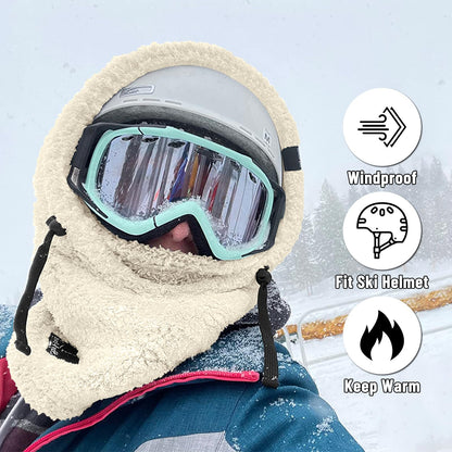 Senllen Ski Mask Cold Weather Fleece Balaclava Wind-Resistant Winter Face Mask for Men and Women Beige 🍁 All In One Marketplace Canada