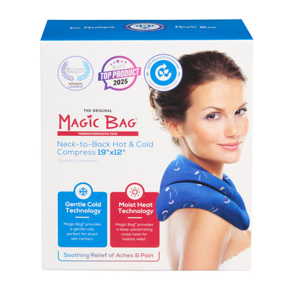 The Original Magic Bag Neck-to-Back Heating Compression, Hot/Cold Therapy for Neck Pain Relief, Awarded with the Family-Tested, Family-Approved Seal, Cordless, 48 x 31 cm (19” x 12”) - Available at All In One Marketplace Canada