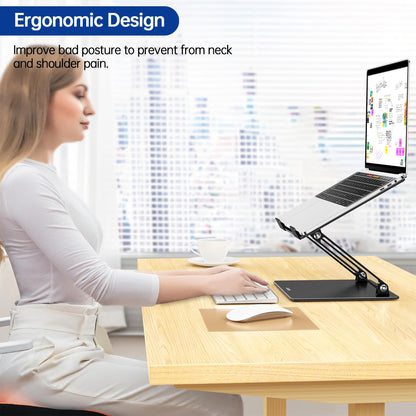 Besign LS10 Laptop Stand for Desk, Ergonomic Adjustable Notebook Tablet Stand, Riser Holder Computer Stand Compatible with Air, Pro, Dell, HP, Lenovo More 10-14" Laptops, Lapdesks (Black) - Available at All In One Marketplace Canada
