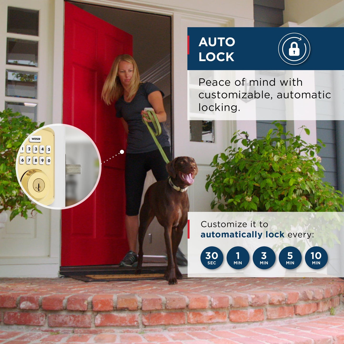 Weiser Powerbolt 3 Polished Brass Keyless Entry Door Lock/Deadbolt Lock, 10-Button Keypad Door Lock with Auto Lock and 12-Month Battery Life, Electronic Door Locks for Front Door, Home Décor 🍁 All In One Marketplace Canada