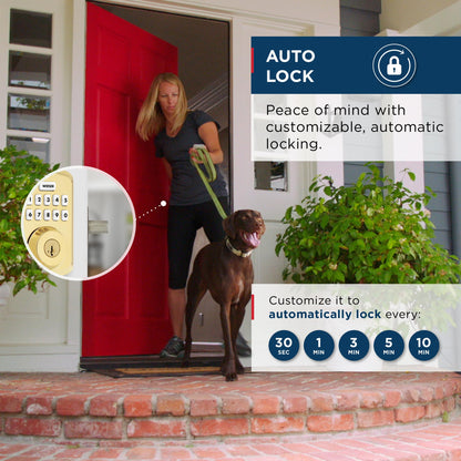 Weiser Powerbolt 3 Polished Brass Keyless Entry Door Lock/Deadbolt Lock, 10-Button Keypad Door Lock with Auto Lock and 12-Month Battery Life, Electronic Door Locks for Front Door, Home Décor 🍁 All In One Marketplace Canada