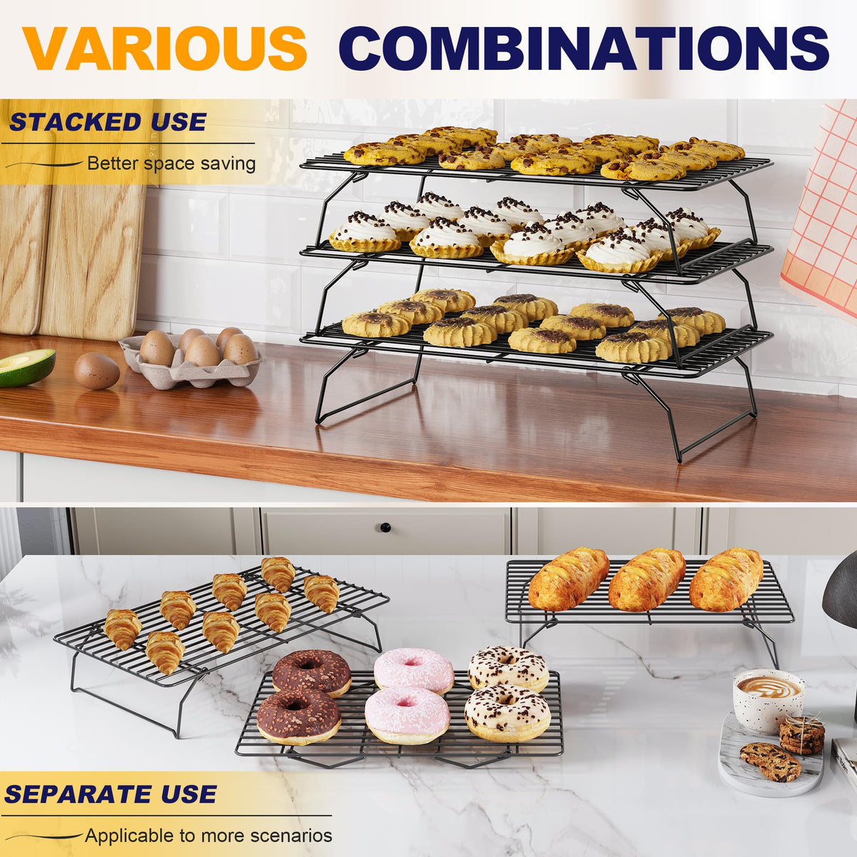 3 Tier Stackable Cooling Rack for Batch Cooling, 15.8"x 10"-Black 🍁 All In One Marketplace Canada