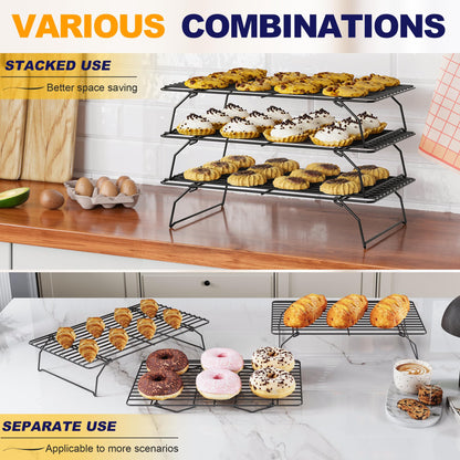 3 Tier Stackable Cooling Rack for Batch Cooling, 15.8"x 10"-Black 🍁 All In One Marketplace Canada